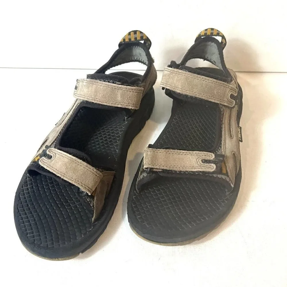 TEVA Men Size 9 Black Brown Sandals Adjustable Straps Comfort Summer Casual Shoe